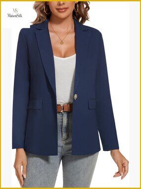 Lightweight Linen Blazer with Pockets, Regular Fit, Long Sleeve Work Office